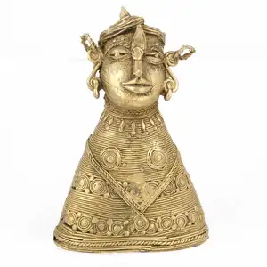 Indian Brass Golden Tribal Mulheres com Hoop Brincos Esculturas Estatueta Estátua Home Decor Gift Itens Altura: 20.00 CM SBF-043