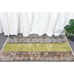 Vintage 2,1X3,8 pieds vert marron laine jonc de mer tapis classique turc grande surface Rectangle couloir Patchwork Latex pour la décoration de la chambre - Product Image 2