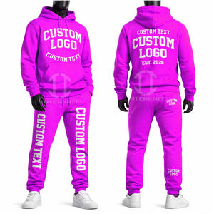 ชุดเสื้อฮู้ดผู้ชายพร้อมโลโก้แบบกำหนดเอง ชุดวอร์มผ้าฝ้ายฟลีซ เสื้อฮู้ดแบบสวมหัวและกางเกงจ็อกเกอร์ ชุดกีฬา 2 ชิ้น - Product Image 5