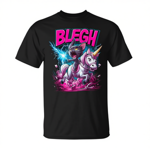 T-shirt promozionale Heavy Metal Cat Riding Unicorn Blegh - Product Image 2