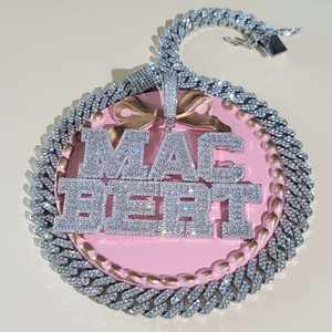 จี้เพชรแบล็คเพิร์ลสั่งทำพิเศษชุบโรเดียมประดับมอสซาไนต์ทรงเหลี่ยมพร้อมใบรับรอง  เครื่องประดับฮิปฮอปสำหรับผู้ชาย - Product Image 3