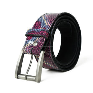 Cinturón de cuero con estampado de lámina de estilo moderno para mujer con hebilla de metal plateado cómodo para adultos - Product Image 6