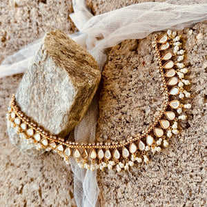 Ensemble de collier de mariage classique en acier inoxydable artisanal traditionnel Jadau Work Couleurs vibrantes Appel ethnique royal Plaqué argent - Product Image 6