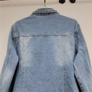 Chaqueta Vaquera Personalizada de Alta Calidad para Hombre, Nueva y a la Moda, Chaqueta Vaquera con Pedrería para Invierno, en Oferta - Product Image 4