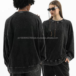 Women's Oversized Cotton Pullover Sweatshirt with Zipper Long Sleeve Crew Neck Pocket Vintage Style Loose Fit Shirt - Product Image 1