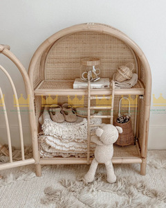 Eco Friendly Children's Rattan Rainbow Cabinet with <b>Ladder</b> Doll Wardrobe for Clothing and Accessories Cheap Price - Product Image 4