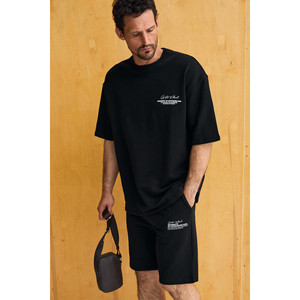 Conjunto de Camisetas de Cuello Redondo de Algodón Orgánico para Hombre - Azul Marino con Detalle Estampado por <span class=keywords><strong>SAITO</strong></span> - Product Image 6