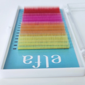 Extensions de cils longues naturelles faites à la main, mélange de couleurs rouge, jaune, vert, rose, violet, bleu, marron, fibres HY LON de qualité supérieure - Product Image 6