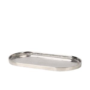 Plateau de service ovale moderne en argent, plateau décoratif en aluminium martelé à la main, décoration d'intérieur, vaisselle, plateau de service pour collations - Product Image 1