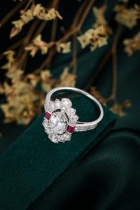 Anillo de diamante CVD de platino clásico vintage con joyería fina de corte brillante redondo para boda de mujer - Product Image 3