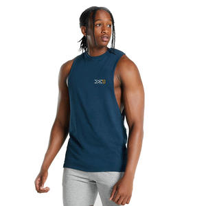 Camisetas sin mangas para hombre de talla grande superventas, chalecos de gimnasio transpirables de mezcla de algodón en blanco sin mangas con cuello redondo personalizado a precios baratos - Product Image 2