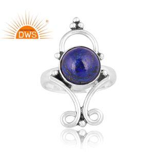 Hot Selling Oxidized Sterling Silver Natural <b>Lapis</b> <b>Lazuli</b> Gemstone Statement <b>Ring</b> Custom Jewelry Manufacturer - Product Image 3