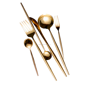 Ensemble de couverts finis miroir en acier inoxydable argenté et doré de qualité supérieure en prix de gros de l'Inde (lot de 6) - Product Image 1