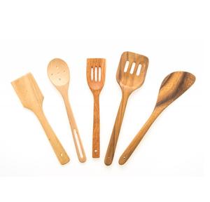 Ensemble d'ustensiles en bois de teck naturel de vente chaude pour la cuisson des cuillères en bois pour la cuisine ensemble d'ustensiles antiadhésifs de haute qualité. - Product Image 6
