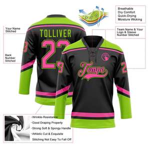 Equipo deportivo de alta calidad, logotipo personalizado, sublimación impresa/bordado, cuello de encaje personalizado, Jersey de hockey sobre hielo, 100% poliéster - Product Image 3