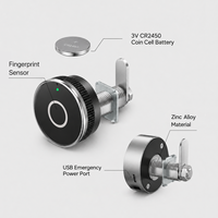 Serrure électronique sans clé à empreinte digitale pour armoire métallique ou en bois, batterie CR2450, fournisseur d'usine OEM, vente en gros