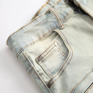 กางเกงขาสั้นผ้ายีนส์ผู้ชายผ้าฝ้าย100% เป็นมิตรกับสิ่งแวดล้อมสบายๆพอดีกับเอว - Product Image 3