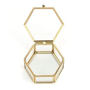 Vintage Rectangle <b>Glass</b> and Brass Handmade <b>Jewelry</b> Storage <b>Box</b> with Custom Size and Metal Lining - Product Image 3