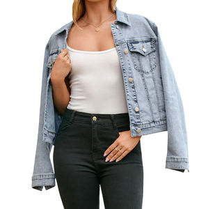 Nouvelle Veste en Jean Femme Design Tendance 100% Coton Imperméable Respirante Coupe-Vent Manches Longues Hiver Personnalisable Style Urbain - Product Image 5