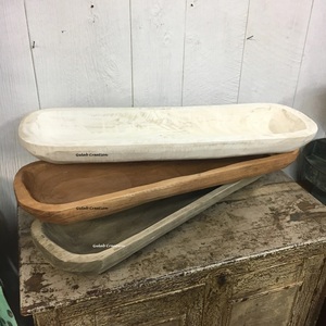 Bol à pâte en bois sculpté à la main Bol en bois décoratif de cuisine de style ferme rustique pour la maison ou la pièce maîtresse - Product Image 1