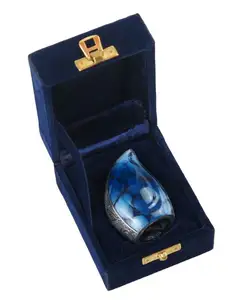 Blue Pack Box Feuer bestattung Urnen Menschliche Feuer bestattung Urne Asche traditionelle Wahl Zinn Hand geblasenes Glas Zinn Urne für menschliche Asche