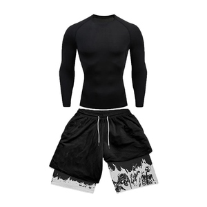 Polyester Spandex Blank Tights <b>Men</b> Gym Training Wear Sets Sublimation Tracksuit <b>Compression</b> Pants And T <b>Shirt</b> - Product Image 5