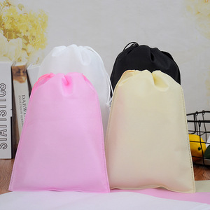 Plain Dyed Nonwoven Drawstring Pouches in Pink White <b>Black</b> Beige Portable Storage Gift Bags Storage and Gift Packaging - Product Image 5