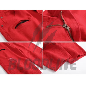 BLOODLINE INTERNATIONAL Pantalones cortos Bermuda de PU rojos para hombre, cintura media, cintura elástica, estilo informal con bolsillos - Product Image 3