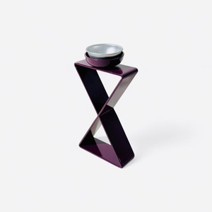 Modern Minimalist Hourglass Bakhoor <b>Burner</b> Purple Metal Geometric Design <b>Oud</b> Incense Holder For Middle Easter & Gulf Home Use - Product Image 1