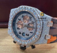 Reloj de Pulsera de Acero Inoxidable para Hombre con Cronógrafo Automático de Diseño Elegante, Esfera de Cristal, Pantalla Analógica y Adorno de Moissanita