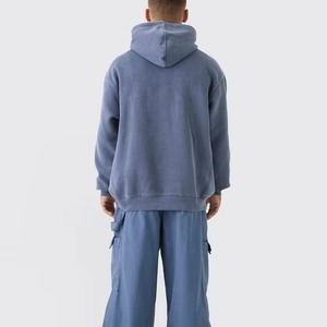 เสื้อฮู้ดผู้ชายผ้าฝ้าย100% มีซิปสีพื้นใส่ได้พอดีเป็นมิตรกับสิ่งแวดล้อมระบายอากาศได้ดีเทอร์รี่สำหรับฤดูหนาว - Product Image 4