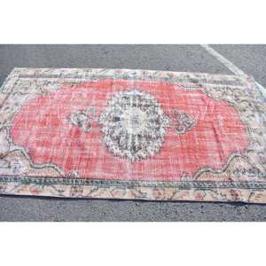 Tapis Vintage en Laine Turque 4.7 X 8.3ft Grande Surface Rouge Beige Patchwork Design avec Support en Latex pour Couloir ou Chambre - Product Image 3