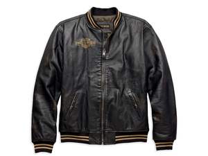 Leander Slim Fit Leather Bomber <b>Jacket</b> - Product Image 1