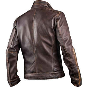 Chaqueta de Cuero de Cordero Genuino Marrón Desgastado, Diseño 2025, Venta Caliente, para Hombre, Estilo Urbano, Impermeable, Personalizable, Vintage, Invierno - Product Image 2