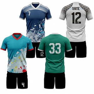 Ensemble de maillots de football personnalisés pour équipes féminines, manches courtes, séchage rapide, respirant, 100 % polyester, pour l'été, automatisé - Product Image 1