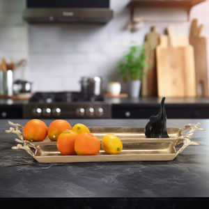 Bandeja DE SERVICIO DE ALUMINIO rectangular dorada ecológica al por mayor bandeja de perfume de lujo decorativa para el hogar objetivo de tocador - Product Image 2