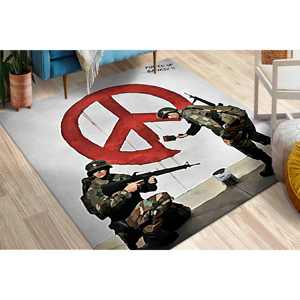 Alfombra con Diseño de Graffiti Art Banksy Soldier, Alfombra Antideslizante Impresa, con Pelo Suave - Product Image 4