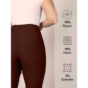 Pantalones de Yoga para Mujer Tallas Grandes, Tela Elástica con Memoria, Spandex/Poliéster, Corte Recto, Casuales de Oficina, 5 Bolsillos, Ajuste Delgado - Product Image 5