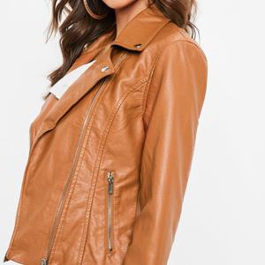 Nueva chaqueta de piel de oveja marrón nueva para mujer con cuello de piel sintética bolsillos con cremallera característica acolchada piel sintética - Product Image 2