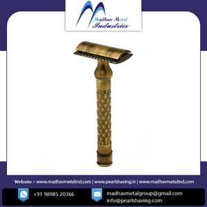 Precio de fábrica Suministro directo La mejor maquinilla de afeitar de seguridad ajustable con cuchillas de acero inoxidable Mango de latón para hombres Fabricación India - Product Image 5