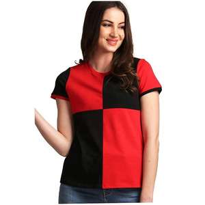Streetwear Loose Fit Ladies <b>Shirts</b> Trendy 2025 Women's Streetwear T-<b>Shirts</b> OEM 100% Cotton Panel Design Casual <b>Tees</b> Custom Logo - Product Image 4