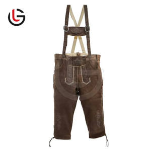 Traje clásico marrón cuero de vaca gamuza Oktoberfest Bavarian Lederhosen con tirantes correas ajustables pantalones cortos para hombres - Product Image 6