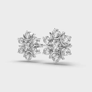 Pendientes de Diamantes Cultivados en Laboratorio con Certificación IGI, Diseño Floral en Forma de Estrella, Oro Amarillo/Blanco/Rosa de 9K, Pendientes de Diseño de Lujo - Product Image 3