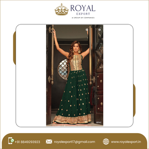 ชุดปาร์ตี้สวยงามดีไซน์โดดเด่นขายส่งชุดจั๊มสูทสไตล์จีน Salwar Kameez พร้อมงานปักด้านหน้าและด้านหลัง - Product Image 2