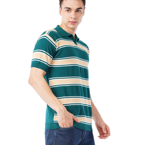 2024 camiseta personalizada con cremallera para hombre, Camiseta de punto de algodón informal a la moda, patrón de rayas bordadas, ajustada, Formal - Product Image 4