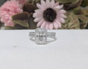 2 Ct Radiant Cut Lab Grown Diamond Wedding <b>Ring</b>, Solid <b>14k</b> White <b>Gold</b> Engagement <b>Ring</b> Set, Diamond Bridal Set For Women's - Product Image 1