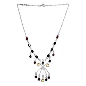 Collar de Moda con Cuentas y Piedras Preciosas Multicolores en Plata 925 para Mujer - Product Image 2