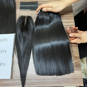ชุดผมแท้เวียดนาม 2 ชุด สีดำธรรมชาติ เกรด 12A 100% สำหรับทรงผมผู้หญิงผิวสี - Product Image 1