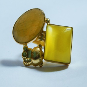 Diseñador oso de peluche y piedras preciosas de Calcedonia trabajo Latón chapado en oro pendientes joyería de moda para mujeres y niñas desgaste en boda - Product Image 2