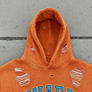 Sweat à capuche surdimensionné personnalisé avec patchwork et broderie usée pour hommes, 100% coton, sweat à capuche d'hiver usé - Product Image 4